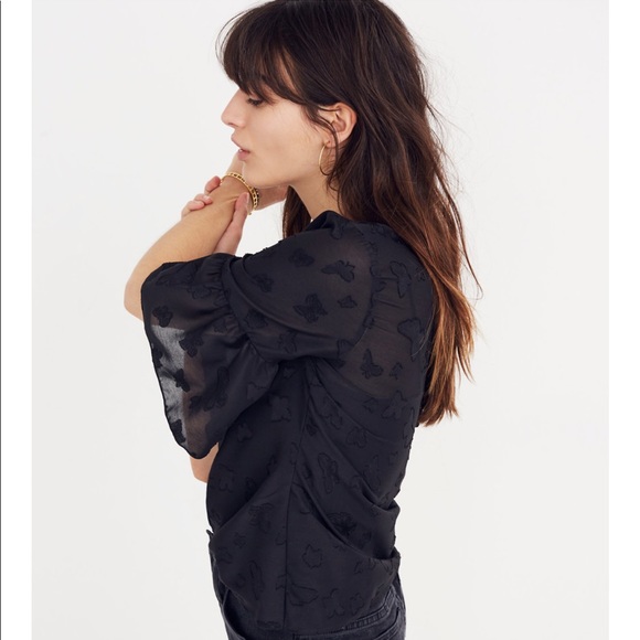 NWT Madewell Butterfly Jacquard Ruffle Top - Picture 2 of 9